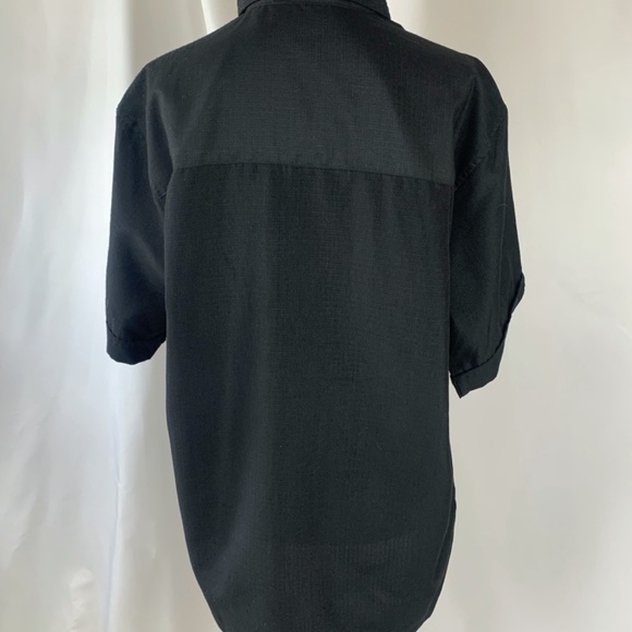 Café Luna Black Short Sleeve Button Down Shirt Size Medium (38/40) - Picture 4 of 4